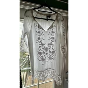 RJ Cowgirl Embroidered Tunic Top Size M WesternBoho CoastalCowgirl Cottagecore